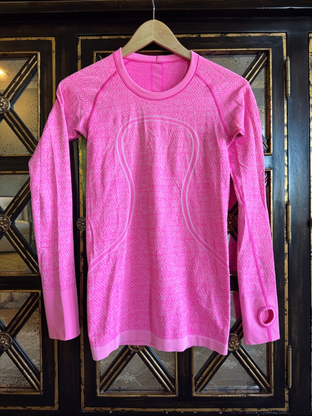 Bright Pink Long Sleeve Lululemon Athletic Top